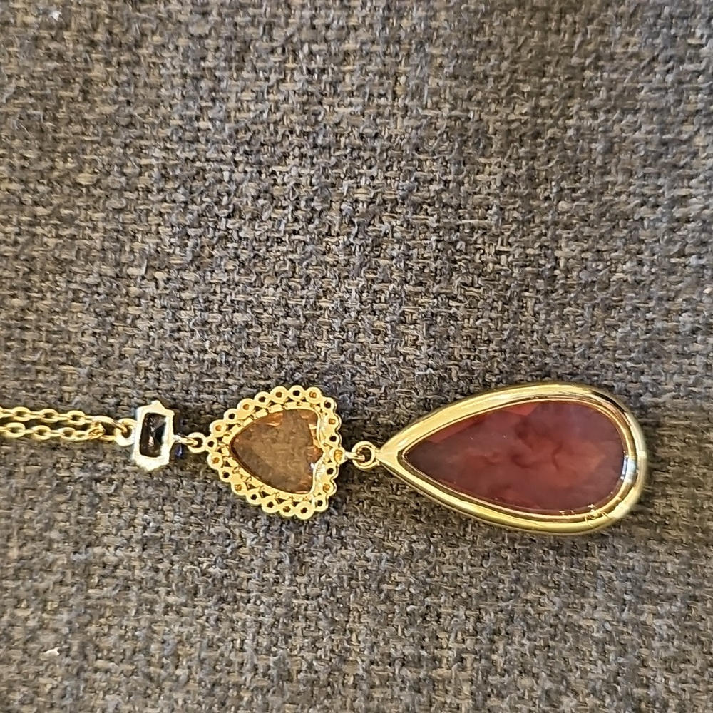 Loft Outlet Gold Necklace with Pink and Purple Accents - Picture 6 of 8